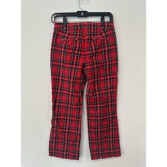 J.CREW Kelsey Holiday Pants Size 2 Red Tartan Plaid Ankle Crop Stretch 2196 - Picture 4 of 9